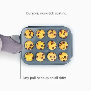 Bake Non-Stick 12 Cup Blue Muffin Tray - Image 3
